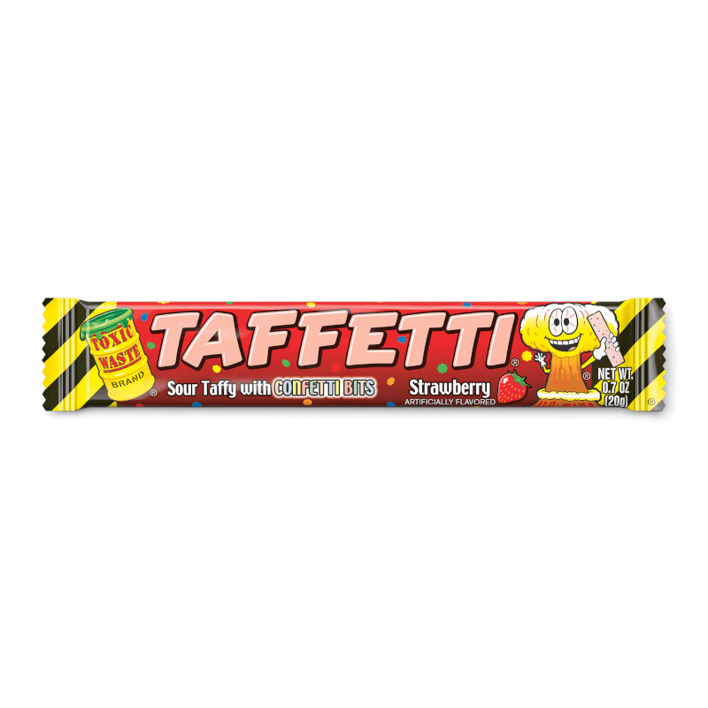 Toxic Waste Strawberry Sour Taffetti Bar with Confetti Bits