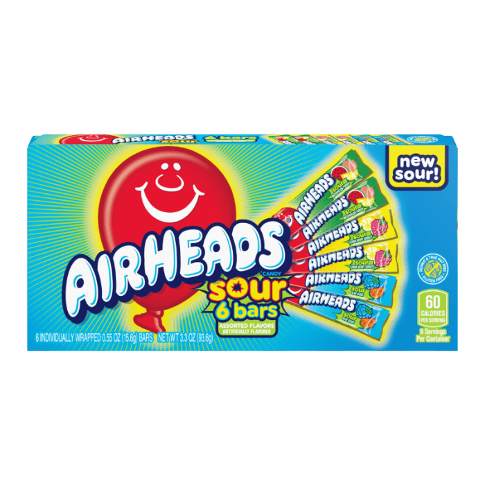 Airheads Assorted Theatre Box Sour Bars - 6 Bars