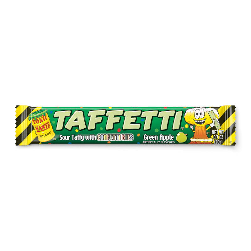Toxic Waste Green Apple Sour Taffetti Bar with Confetti Bits