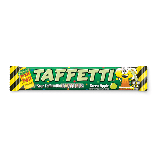 Toxic Waste Green Apple Sour Taffetti Bar with Confetti Bits